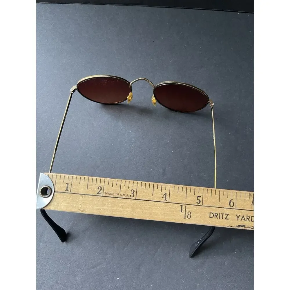 Stratus Aviator Sunglasses Gold Tone Metal Frame Reddish Brown Lenses Sunnies